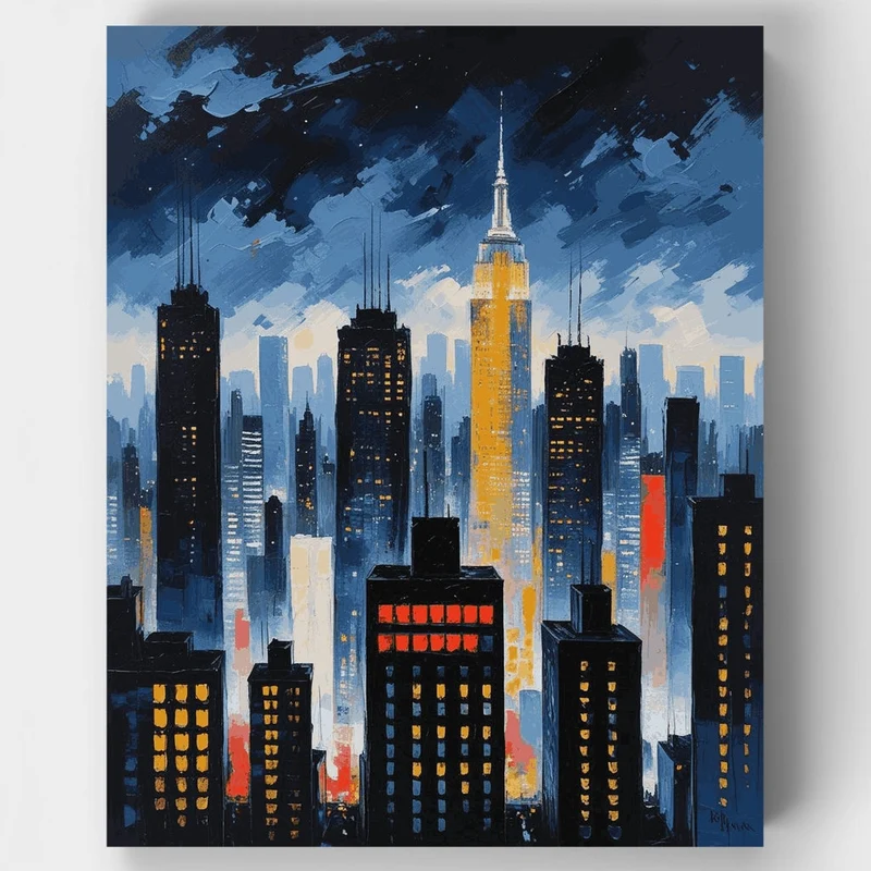 New York City Skyline at Dusk - Paint by Numbers Kit
