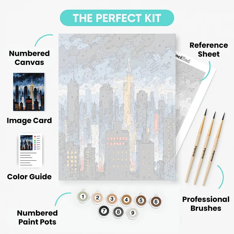 New York City Skyline at Dusk - Paint by Numbers Kit