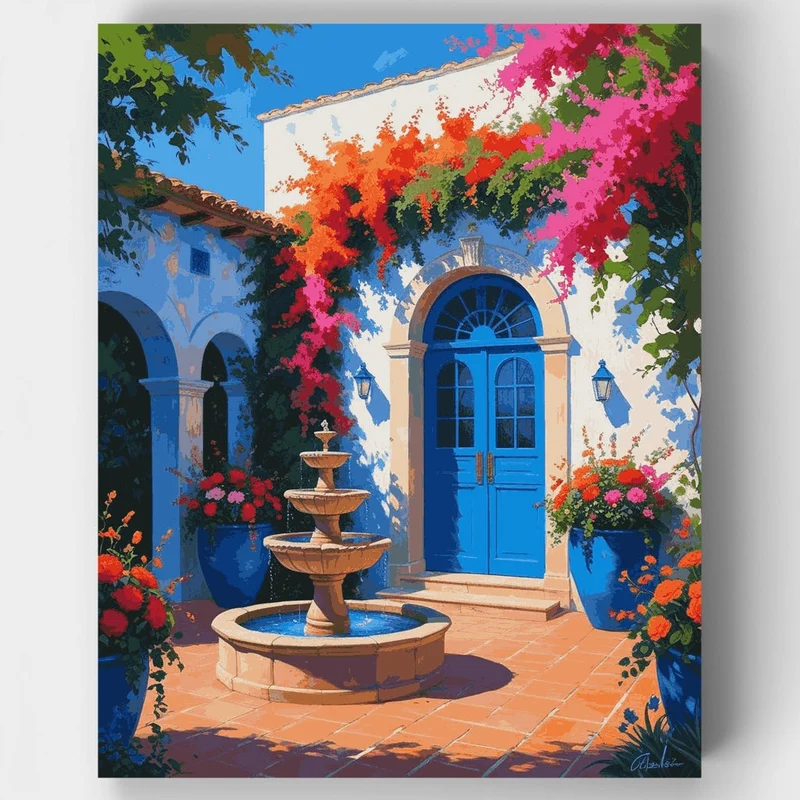 Mediterranean Courtyard Paradise - Paint by Numbers Kit
