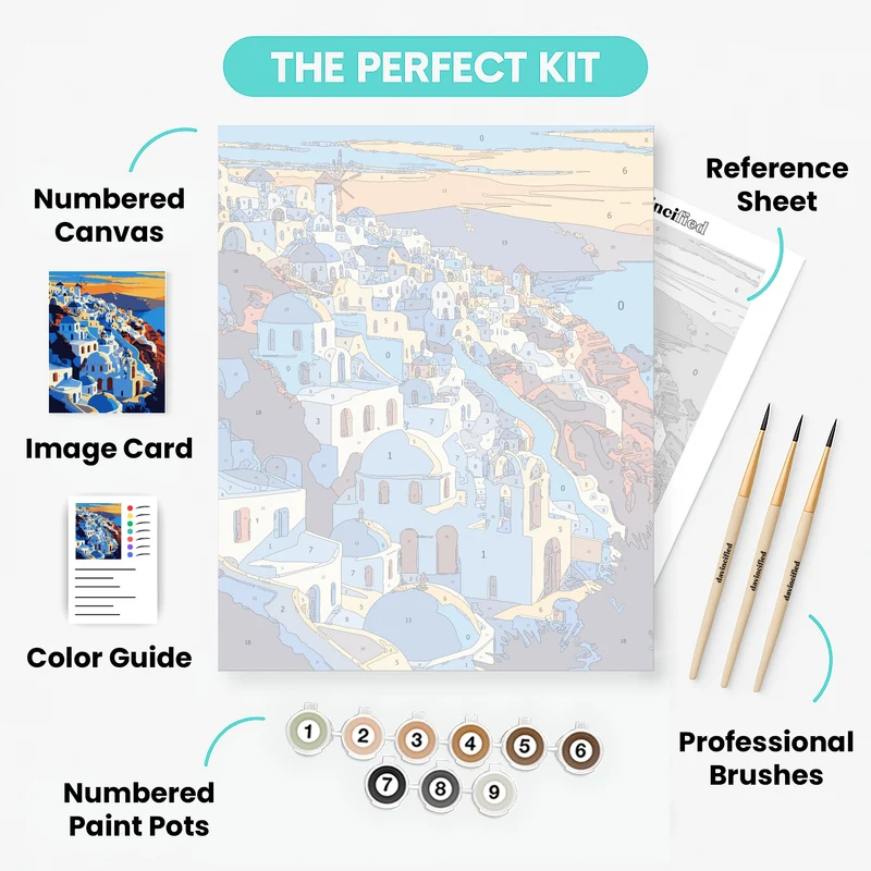 Santorini Sunset Village - Paint by Numbers Kit