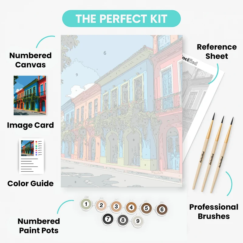 Vibrant Colonial Architecture - Paint by Numbers Kit