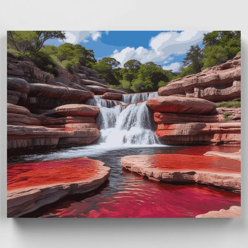Red Rock Waterfall - Paint by Numbers Kit