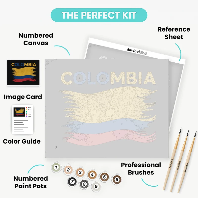 Colombian Flag Waves - Paint by Numbers Kit