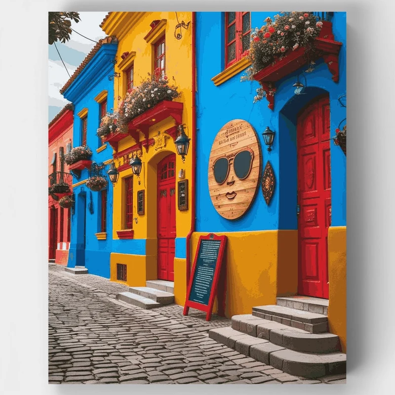 Colorful Colonial Street - Paint by Numbers Kit