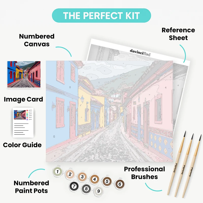 Vibrant Colombian Colonial Town - Paint by Numbers Kit