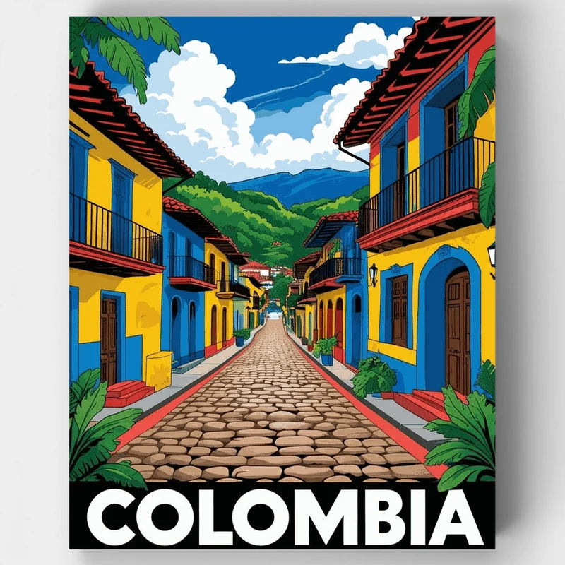 Colombian Colonial Street - Paint by Numbers Kit
