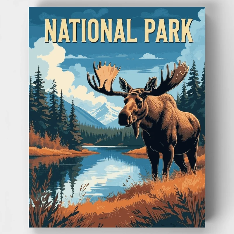 National Park Moose - Paint by Numbers Kit