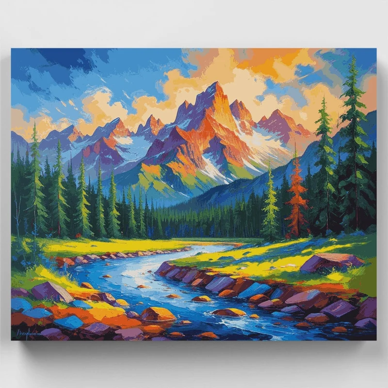 Mountain Stream Wilderness - Paint by Numbers Kit
