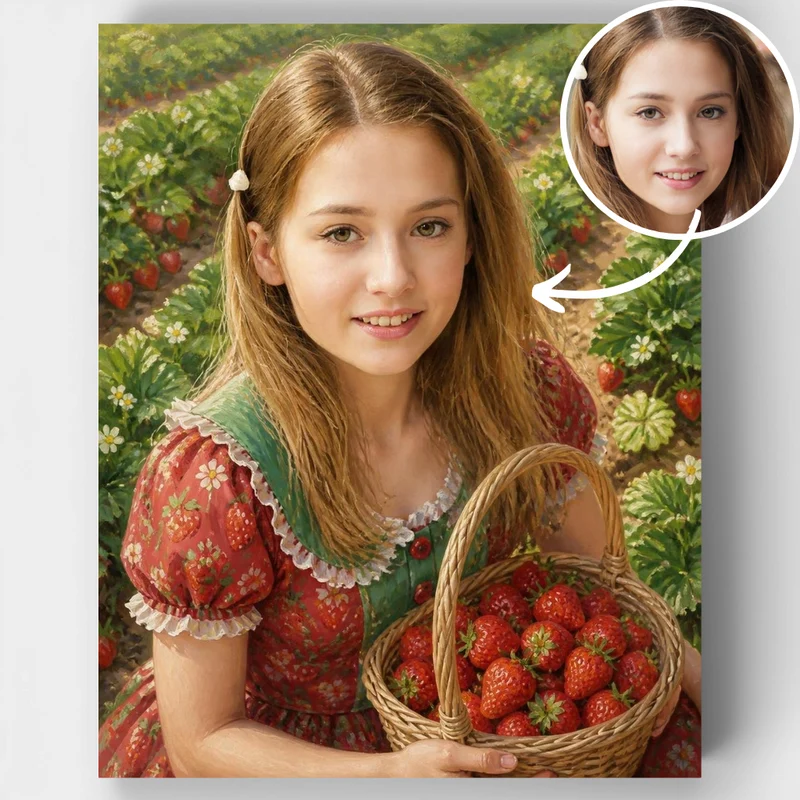 Strawberry Field Girl - Custom Paint by Numbers Kit