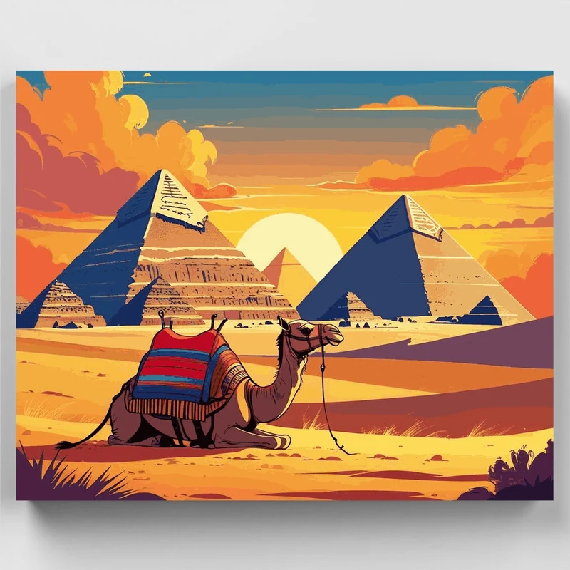 Egyptian Pyramids Desert Sunset - Paint by Numbers Kit