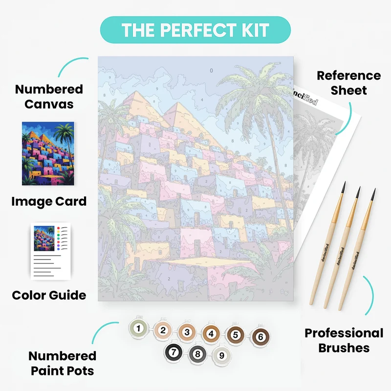 Colorful Tropical Village - Paint by Numbers Kit
