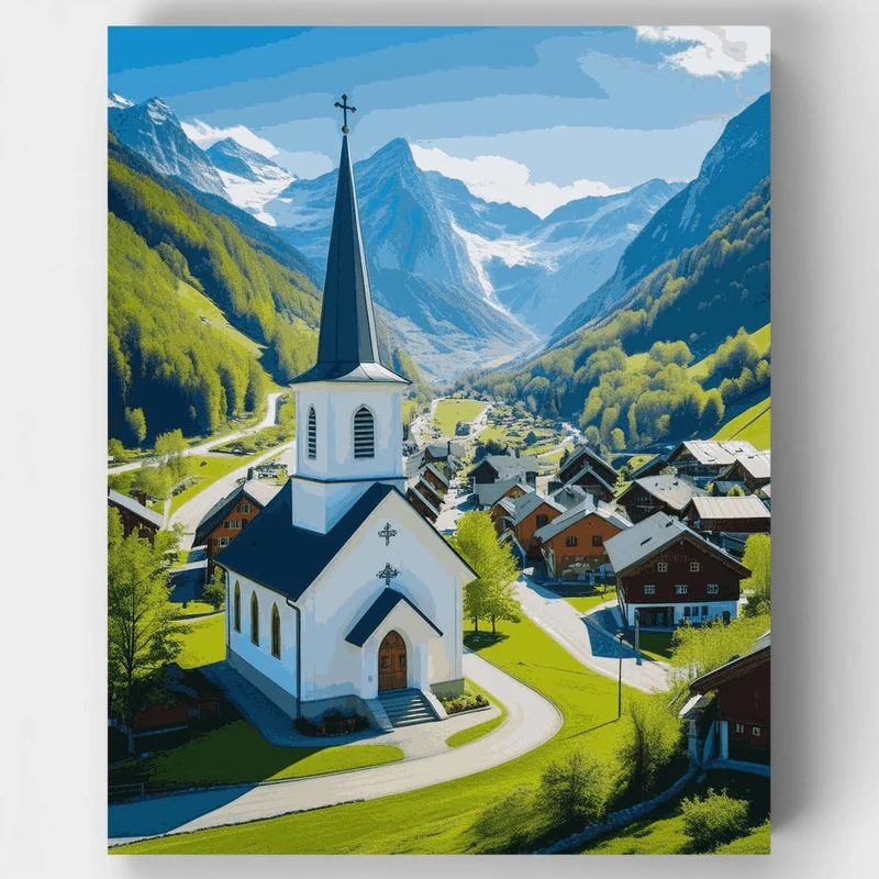 Alpine Village Church - Paint by Numbers Kit