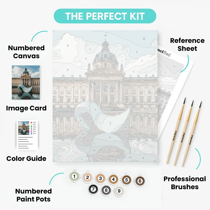 Baroque Palace with Modern Sculpture - Paint by Numbers Kit