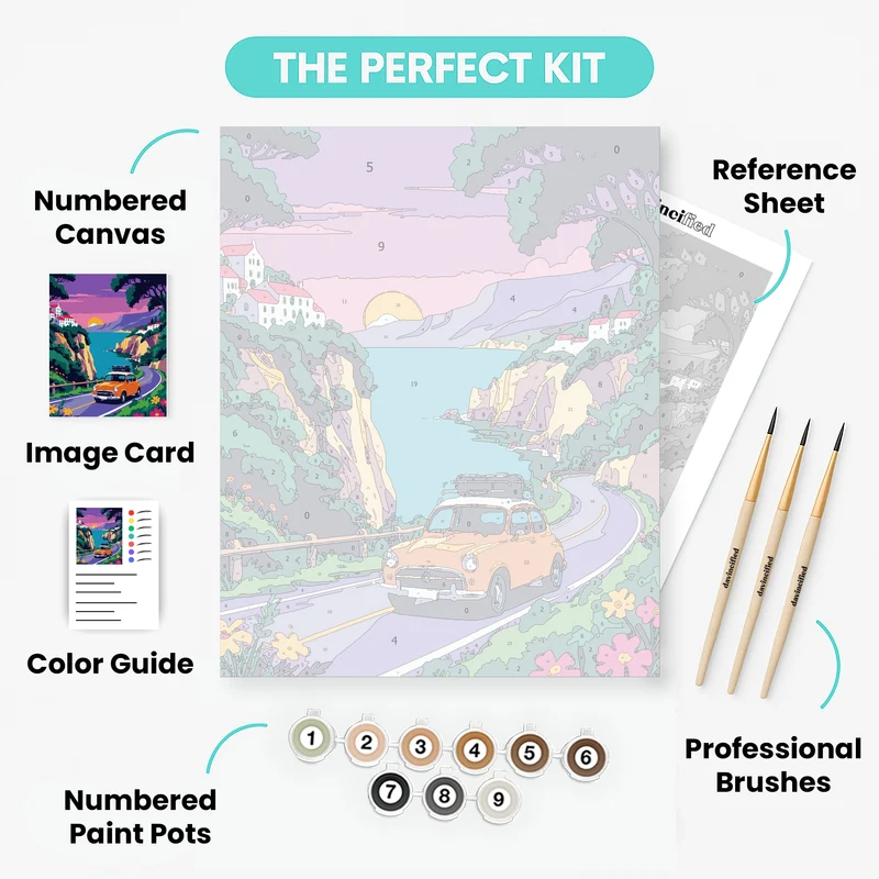 Coastal Road Trip Adventure - Paint by Numbers Kit