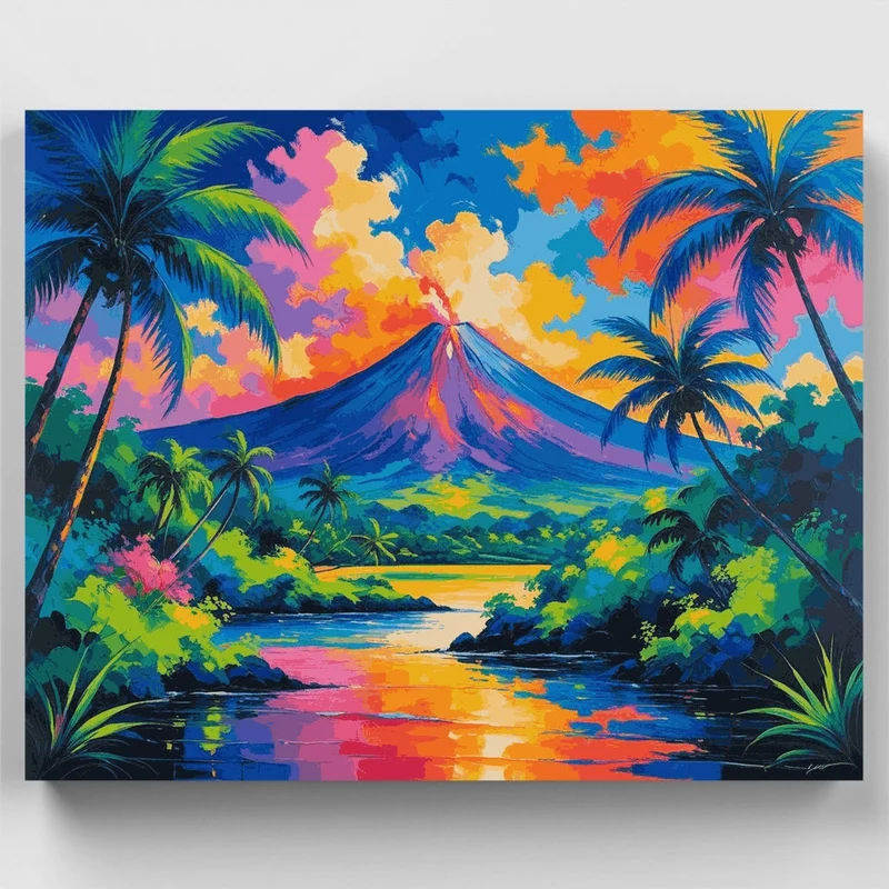 Tropical Volcano Paradise - Paint by Numbers Kit