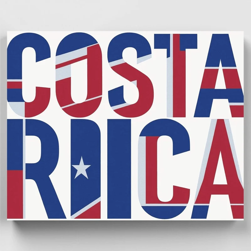 Costa Rica Flag Typography - Paint by Numbers Kit