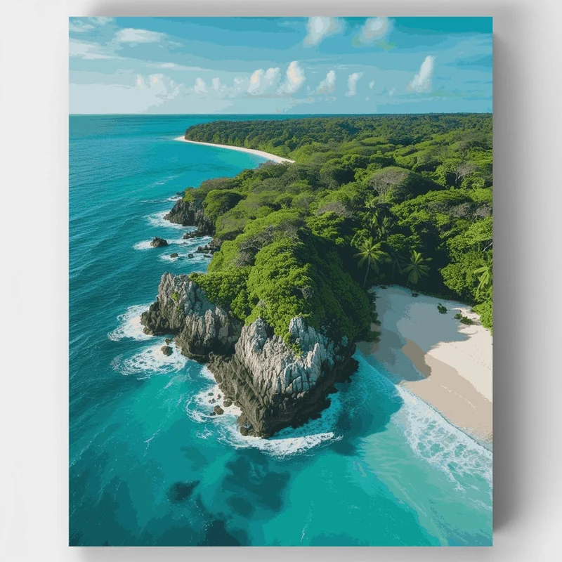 Tropical Paradise Coastline - Paint by Numbers Kit