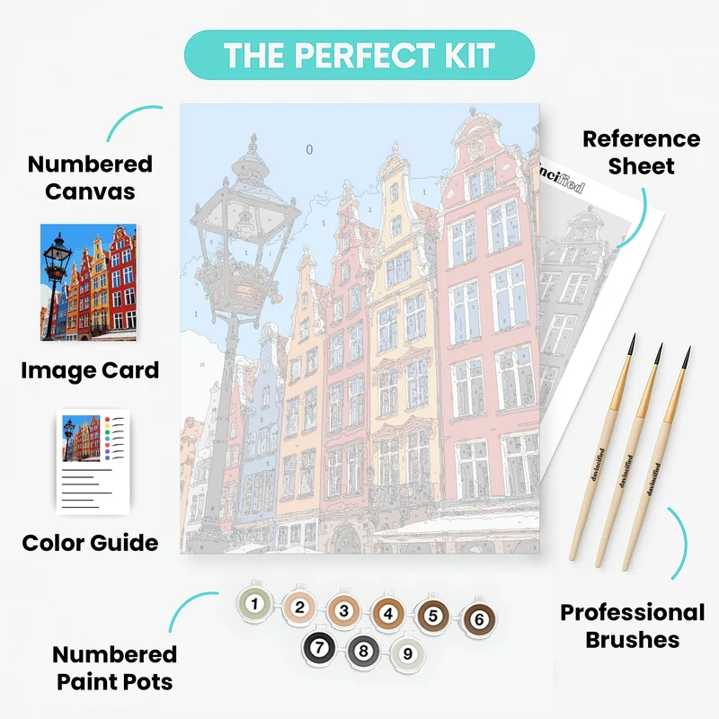 Historic European Townhouses - Paint by Numbers Kit