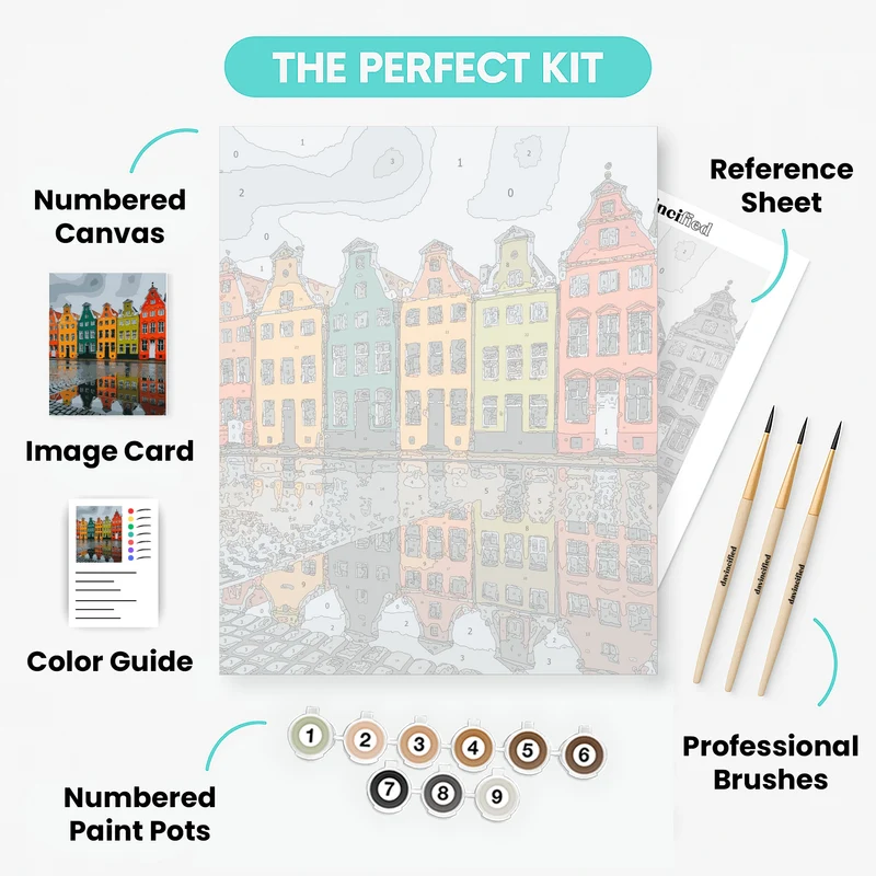 Vibrant Amsterdam Canal Houses - Paint by Numbers Kit