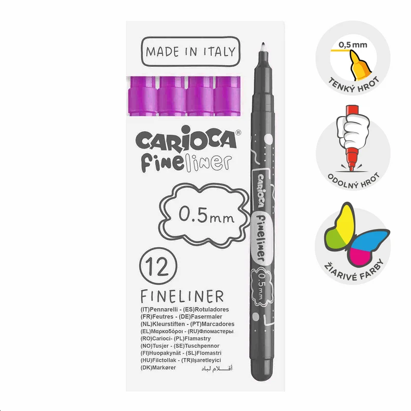 Fineliner a punta fine Carioca Fineliner 0,5 mm – 12 pz