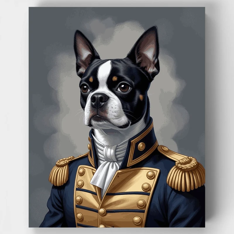 Boston Terrier in Naval Uniform - Paint by Numbers Kit