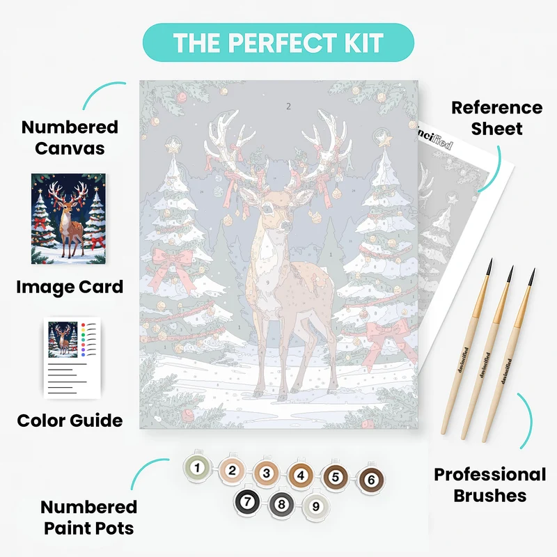 Festive Reindeer with Christmas Ornaments - Paint by Numbers Kit