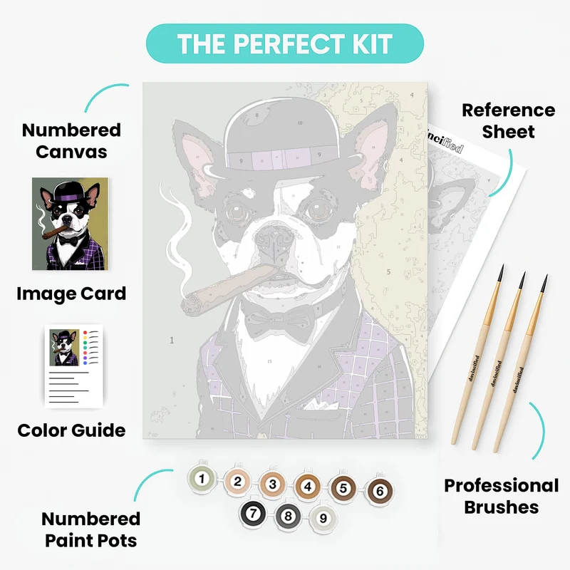 Dapper Boston Terrier with Cigar - Paint by Numbers Kit