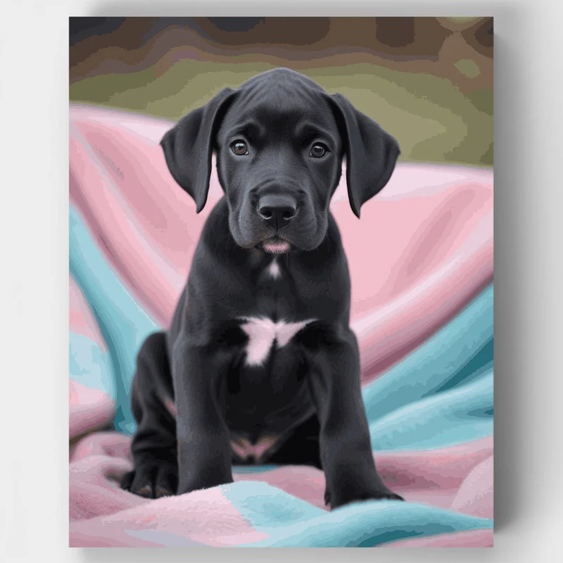 Black Great Dane Puppy - Paint by Numbers Kit