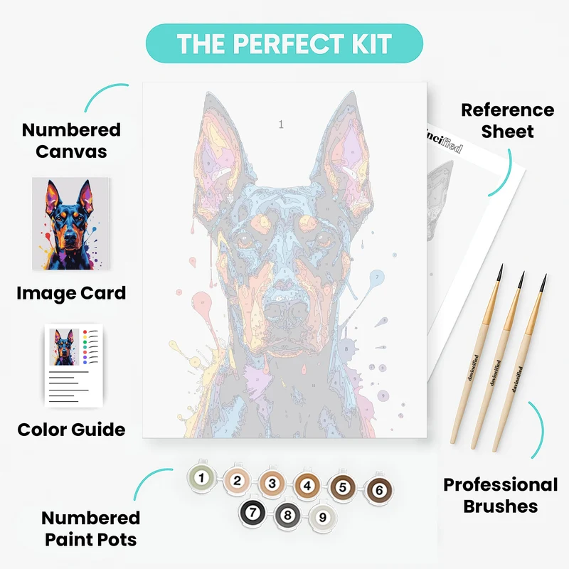 Vibrant Doberman Portrait - Paint by Numbers Kit