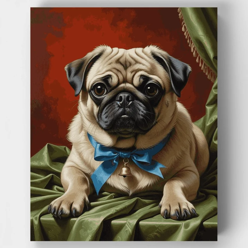 Regal Pug with Blue Bow - Paint by Numbers Kit