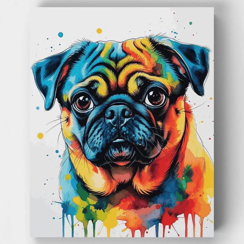Colorful Pug Portrait - Paint by Numbers Kit