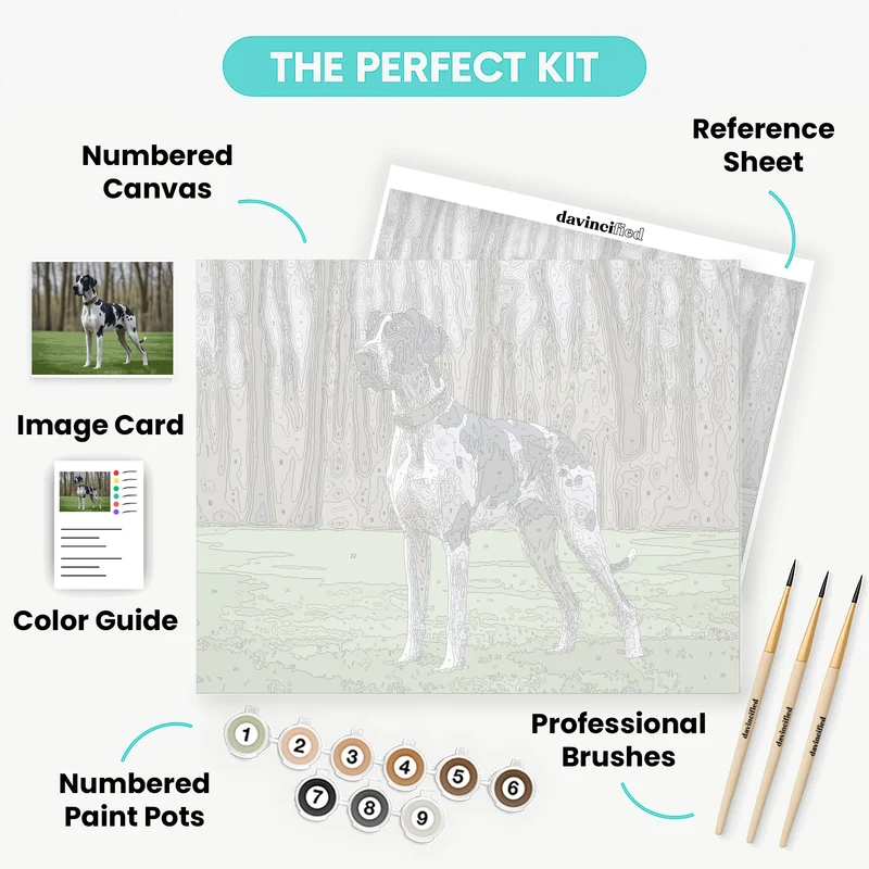 Harlequin Great Dane in Forest - Paint by Numbers Kit
