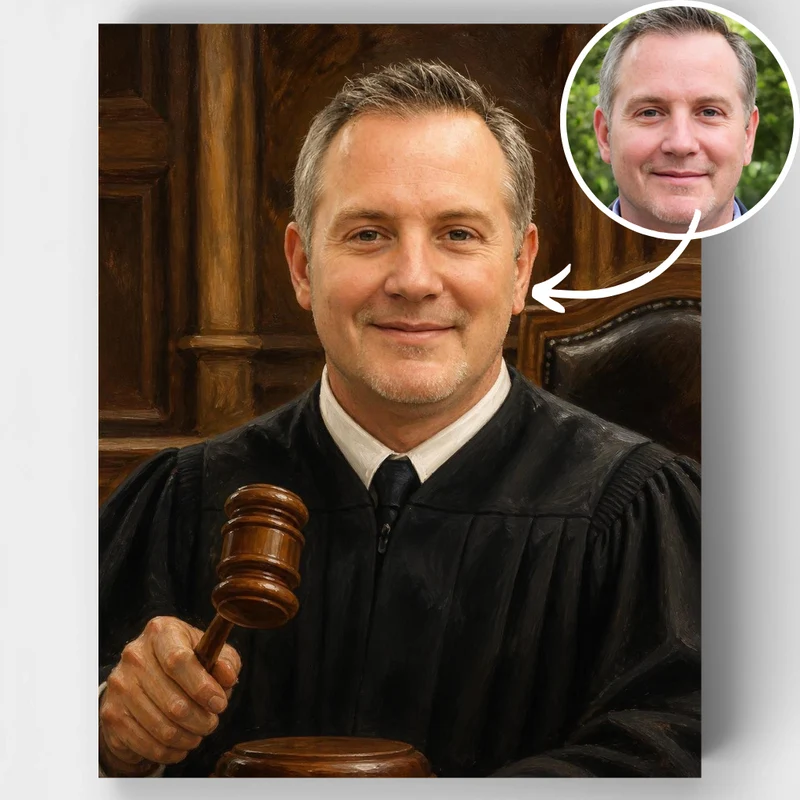 Dignified Judge in Courtroom - Custom Paint by Numbers Kit