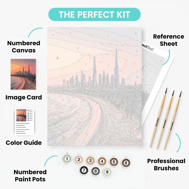 Dubai Skyline at Sunset - Paint by Numbers Kit
