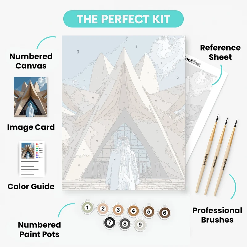 Modern Islamic Architecture with Traditional Figure - Paint by Numbers Kit