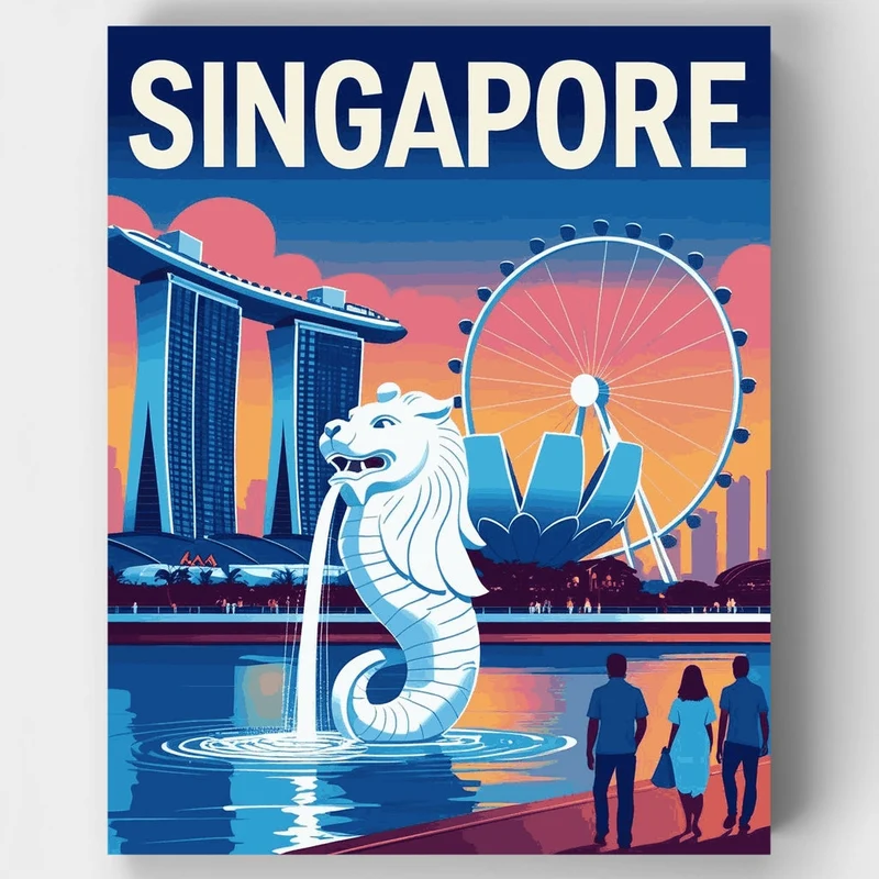 Singapore Merlion at Sunset - Paint by Numbers Kit