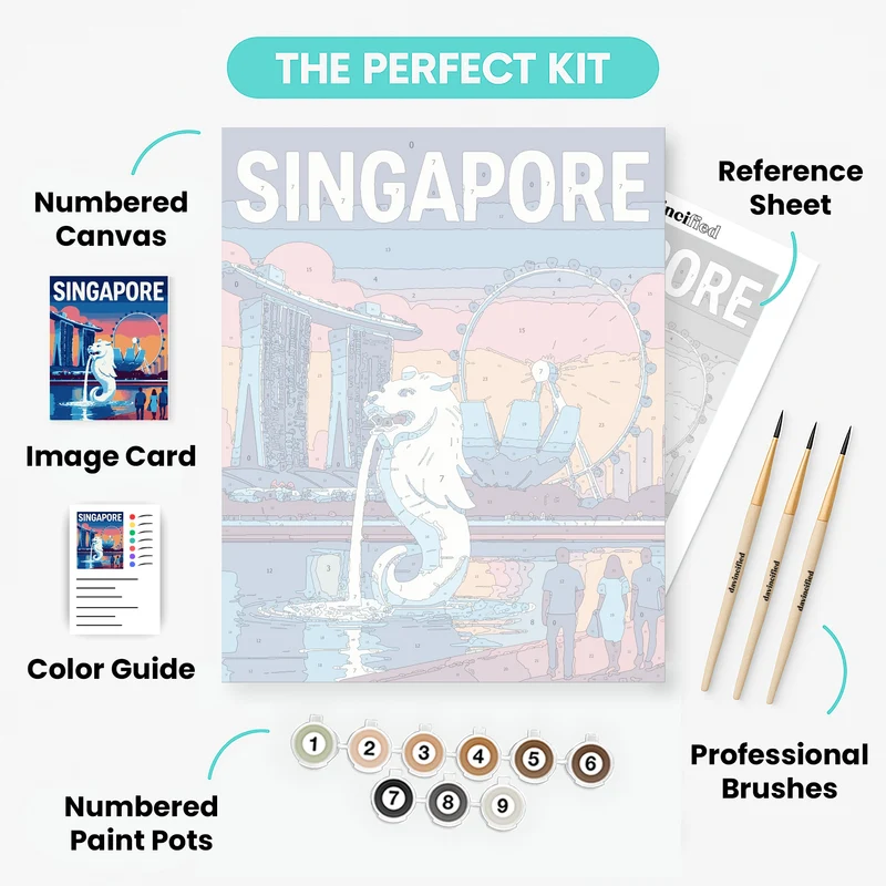 Singapore Merlion at Sunset - Paint by Numbers Kit