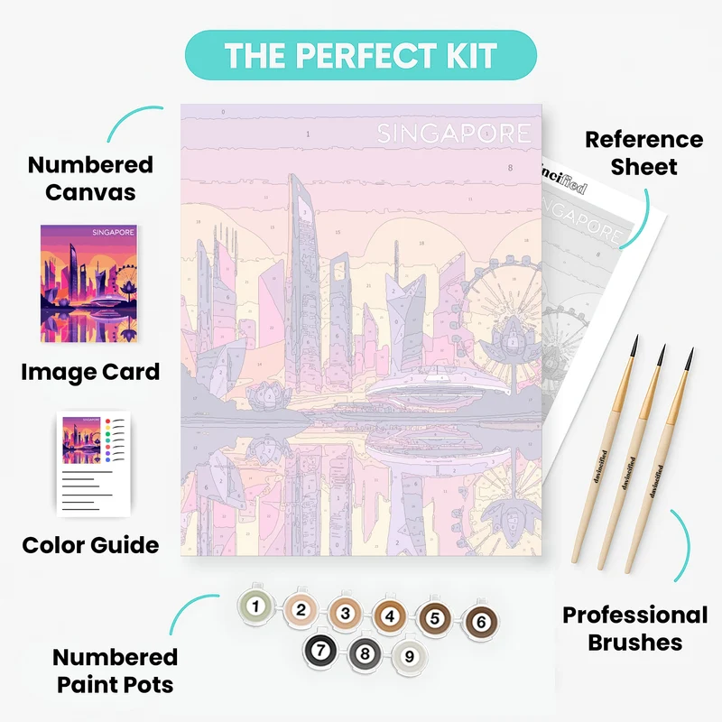 Singapore Cityscape at Sunset - Paint by Numbers Kit