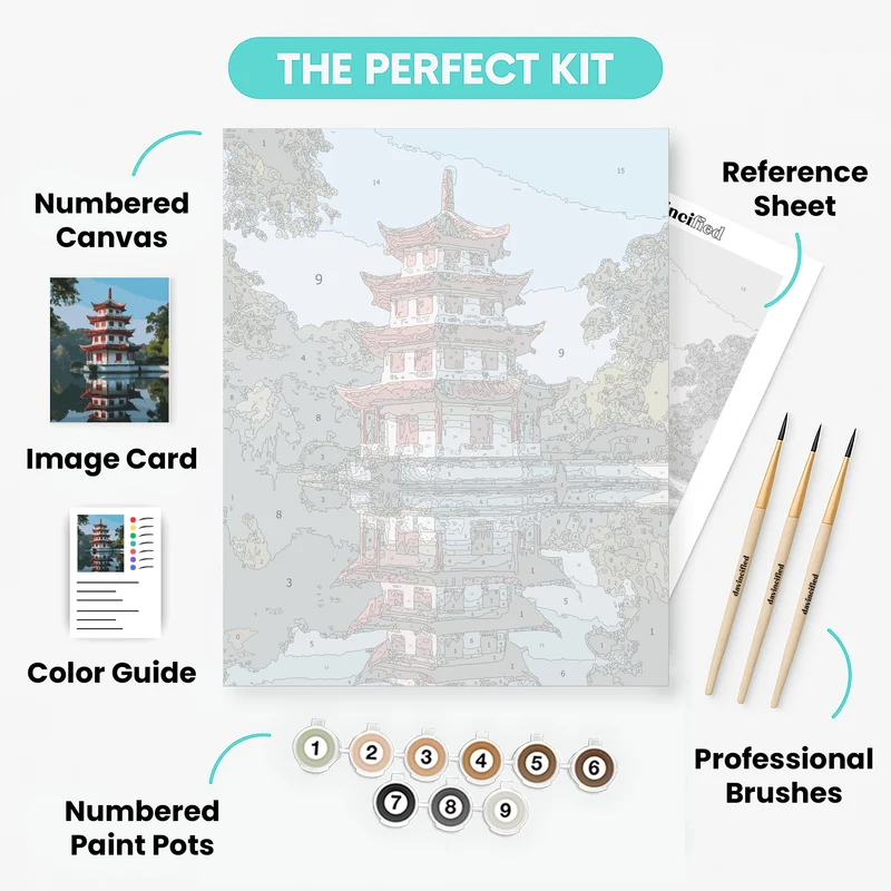 Chinese Pagoda Reflection - Paint by Numbers Kit