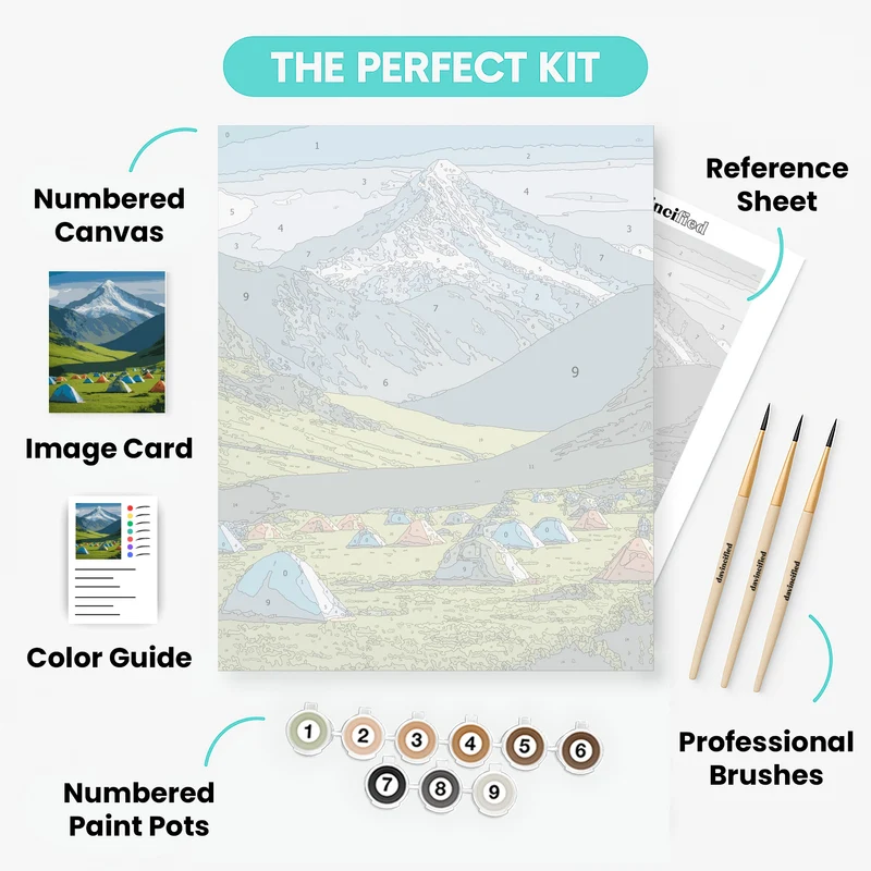 Mountain Valley Camping Adventure - Paint by Numbers Kit