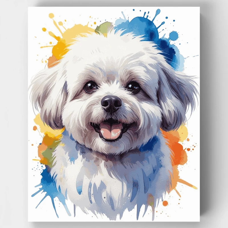 Watercolor Bichon Frise Portrait - Paint by Numbers Kit