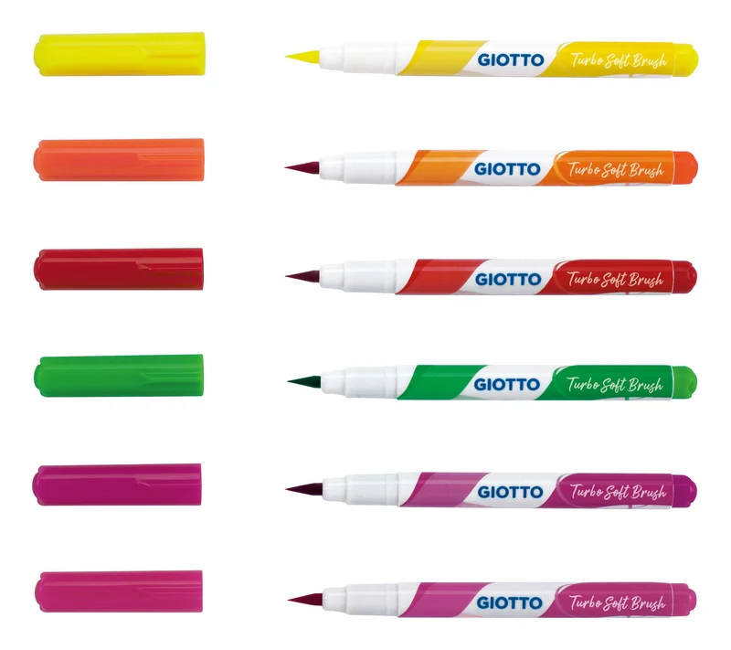 Флумастери с четков връх GIOTTO Turbo Soft Brush Fluo 6 бр.