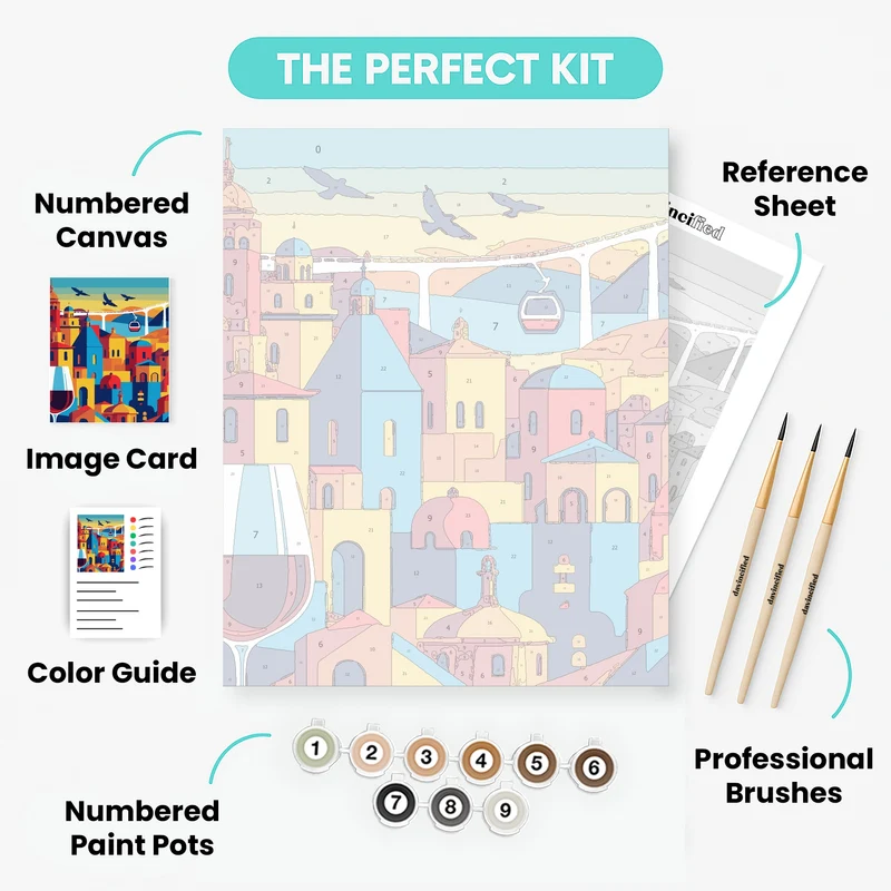 Mediterranean Village with Cable Car - Paint by Numbers Kit