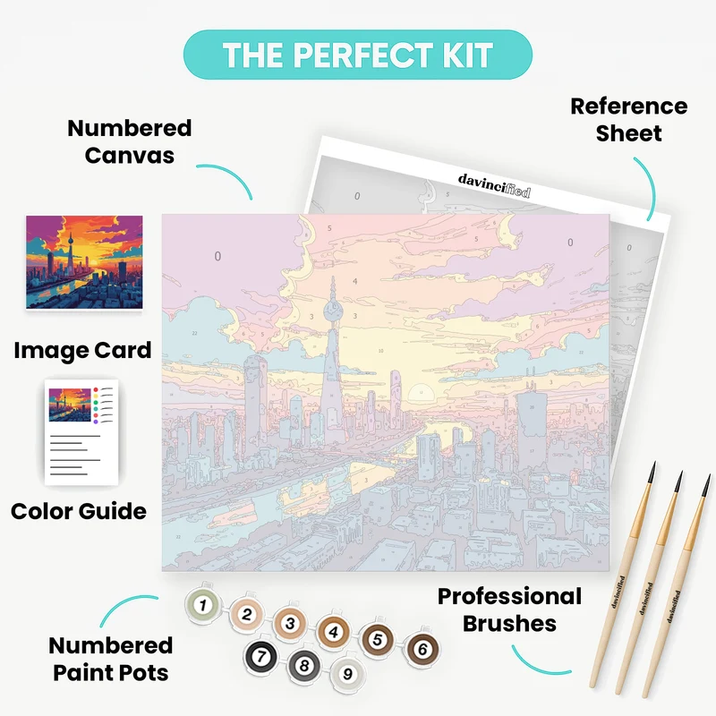 Shanghai Skyline Sunset - Paint by Numbers Kit