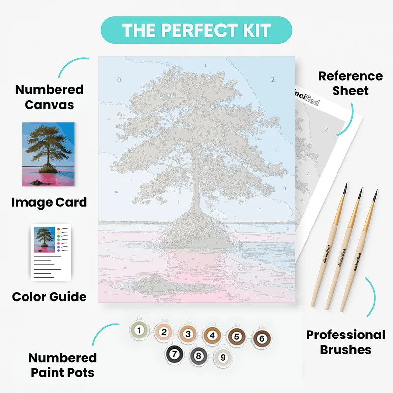Mangrove Tree in Pink Waters - Paint by Numbers Kit