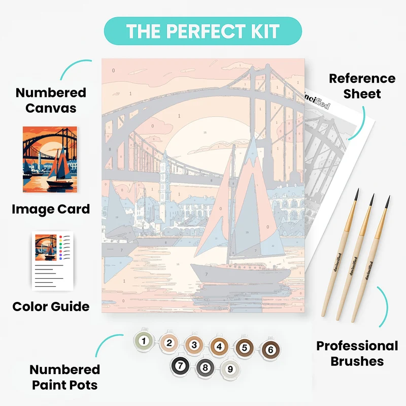 Harbor Bridge Sunset - Paint by Numbers Kit
