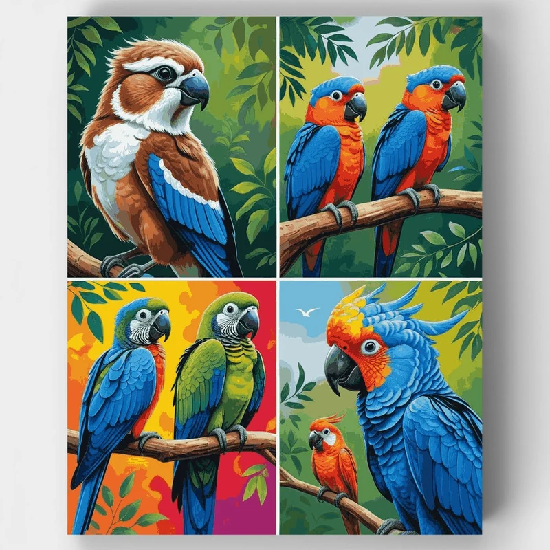 Colorful Parrots Collection - Paint by Numbers Kit