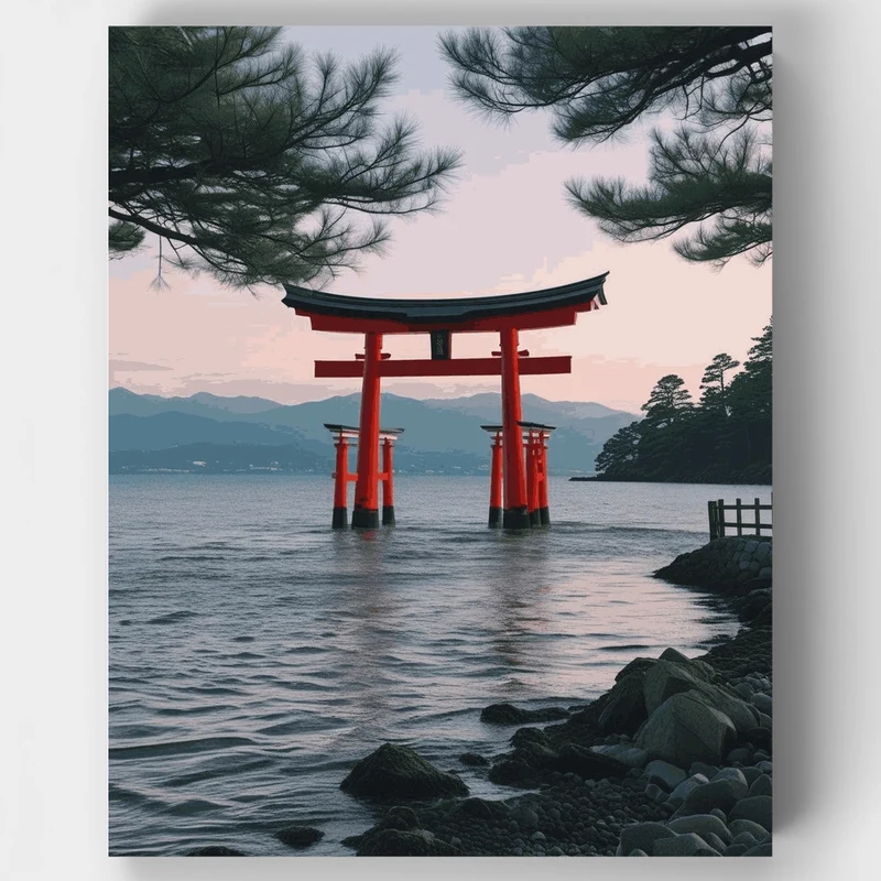 Itsukushima Shrine Torii Gate - Paint by Numbers Kit