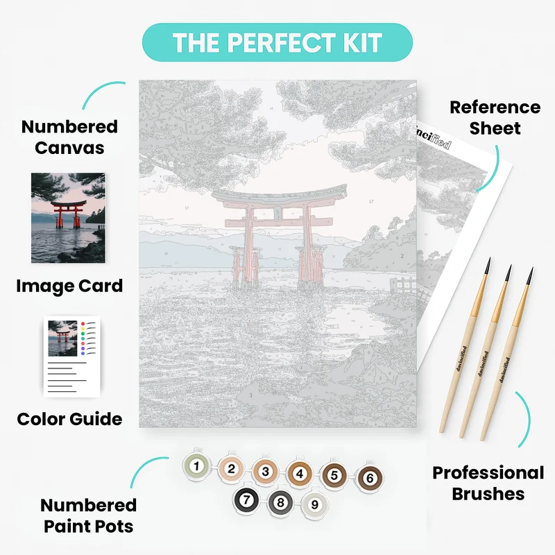 Itsukushima Shrine Torii Gate - Paint by Numbers Kit