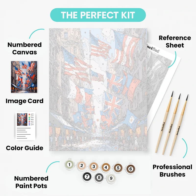 Allied Victory Celebration Street - Paint by Numbers Kit